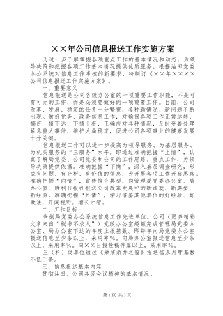 ××年公司信息报送工作实施方案
