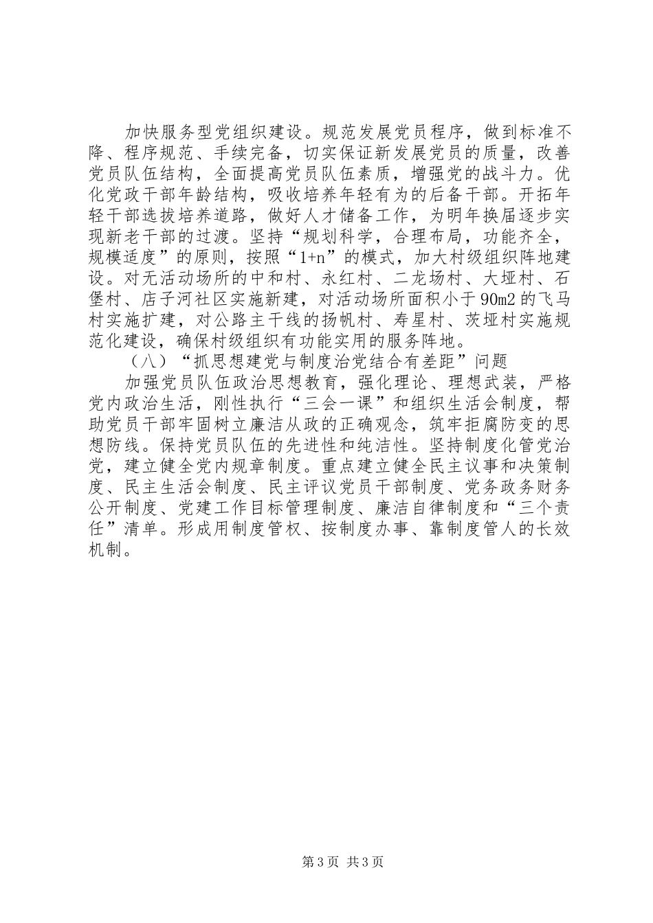 XX年党建工作存在的问题整改方案_第3页