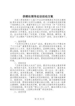 供销社领导走访活动方案