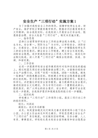 安全生产“三项行动”实施方案1