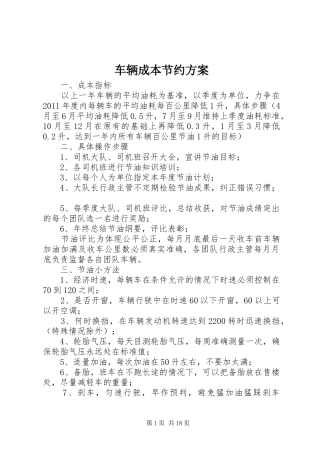车辆成本节约方案