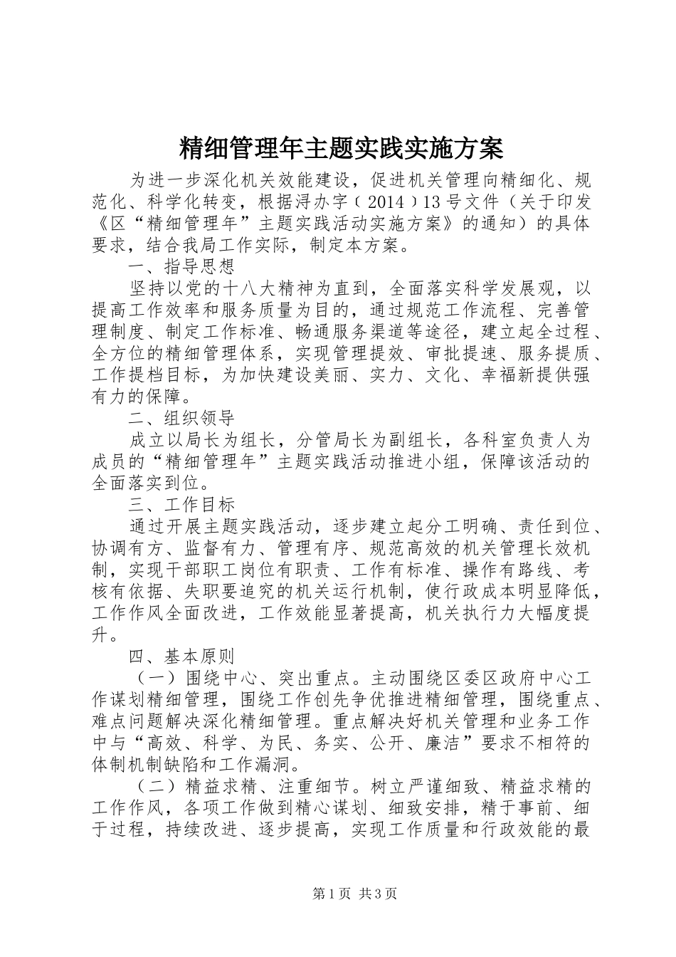 精细管理年主题实践实施方案_第1页