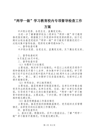 “两学一做”学习教育校内专项督导检查工作方案