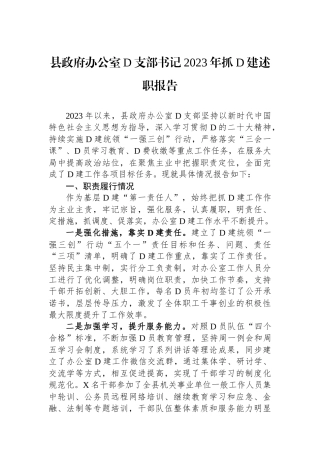县政府办公室党支部书记2023年抓党建述职报告 (1)