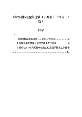 财政局推动落实过紧日子要求工作报告（3篇）