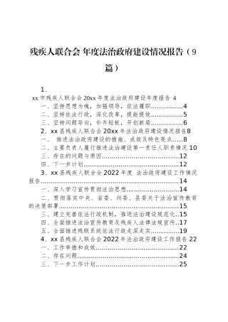 残疾人联合会 年度法治政府建设情况报告汇编（9篇）