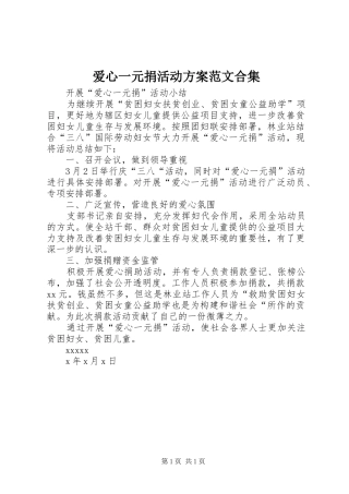 爱心一元捐活动方案范文合集