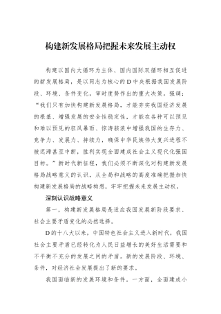 构建新发展格局把握未来发展主动权