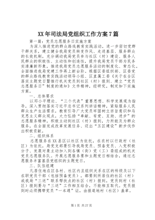 XX年司法局党组织工作方案7篇