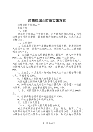 结核病综合防治实施方案