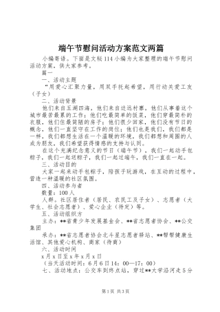 端午节慰问活动方案范文两篇