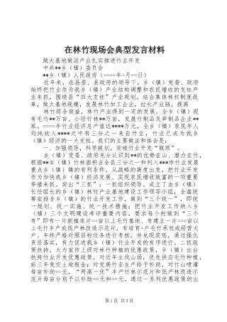 在林竹现场会典型发言致辞