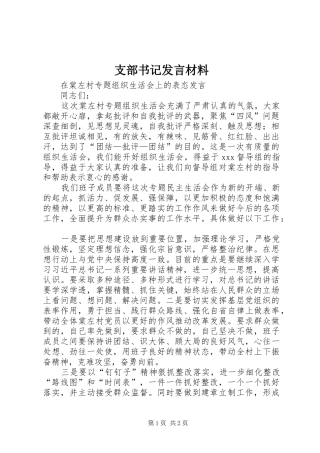 支部书记发言致辞