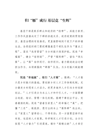 归“雁”成行 基层竞“生辉”