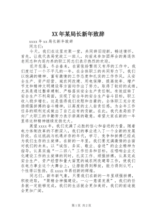 XX年某局长新年演讲致辞