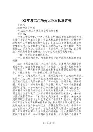 XX年度工作动员大会局长发言