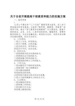 关于全省开展提高干部素质和能力的实施方案