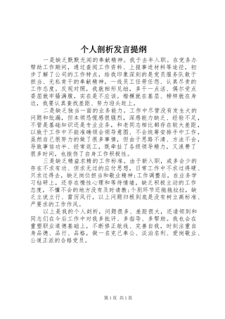 个人剖析发言材料