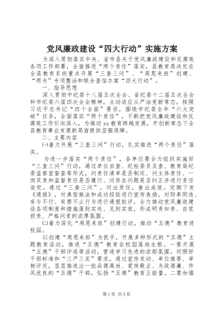 党风廉政建设“四大行动”实施方案