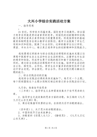 大兴小学综合实践活动方案