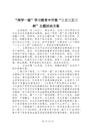 “两学一做”学习教育中开展“三立三正三树”主题活动方案