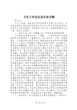 卫生工作会议县长发言