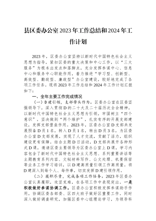 县区委办公室2023年工作总结和2024年工作计划