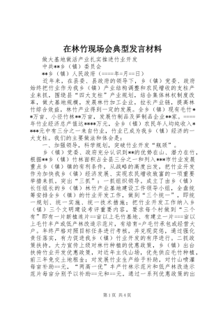 在林竹现场会典型发言材料致辞