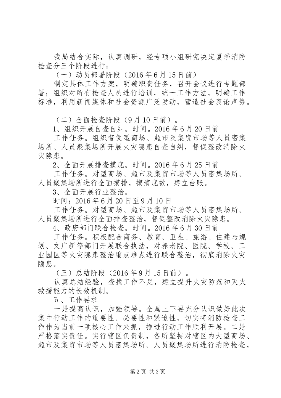 20XX年夏季商场市场消防检查工作方案_第2页