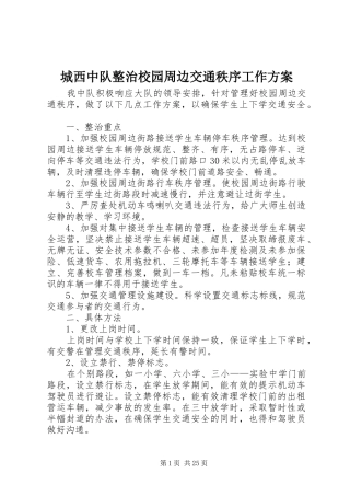 城西中队整治校园周边交通秩序工作方案