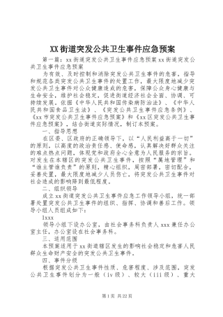 XX街道突发公共卫生事件应急预案