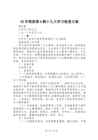 XX年简报第6期十九大学习检查方案