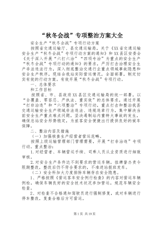“秋冬会战”专项整治方案大全