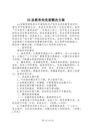XX县教育局党委整改方案