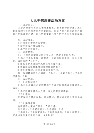 大队干部选拔活动方案