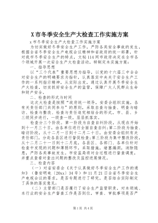 X市冬季安全生产大检查工作实施方案