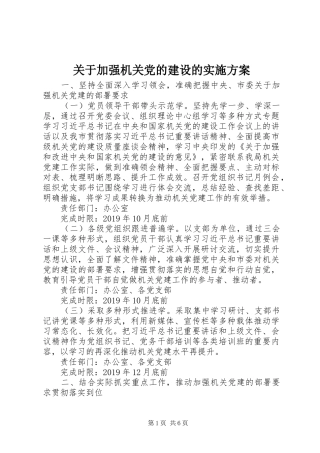 关于加强机关党的建设的实施方案