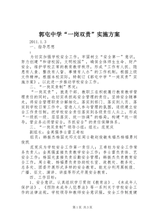 郭屯中学“一岗双责”实施方案