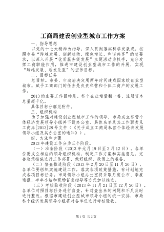 工商局建设创业型城市工作方案