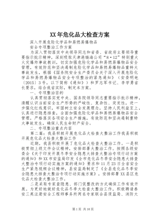 XX年危化品大检查方案