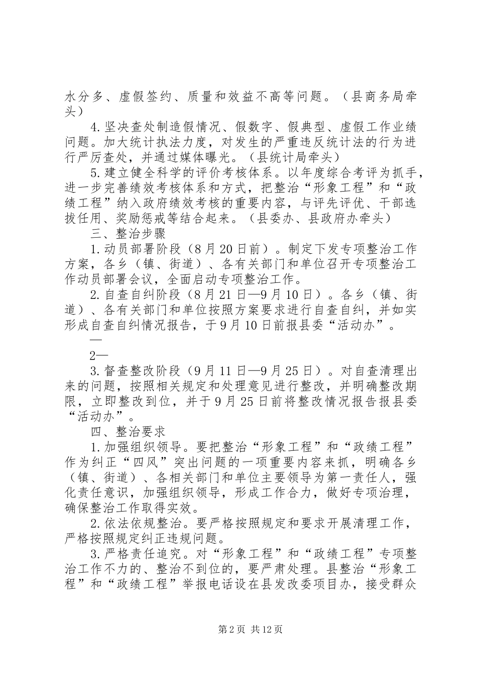 关于开展“形象工程”和“政绩工程”专项整治工作实施方案_第2页