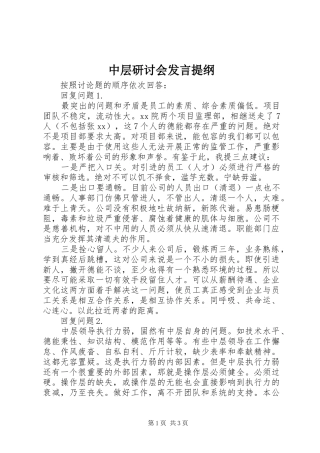 中层研讨会发言材料