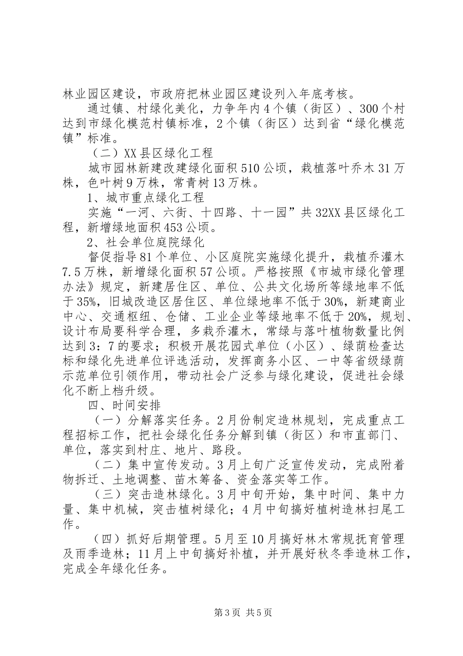 XX年国土绿化工作方案_第3页