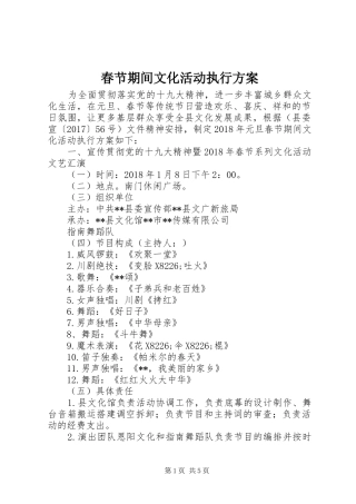 春节期间文化活动执行方案