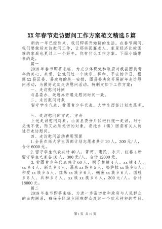 XX年春节走访慰问工作方案范文精选5篇