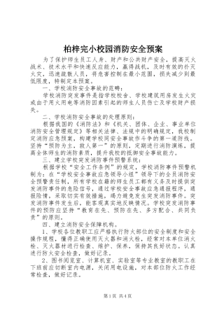 柏梓完小校园消防安全预案