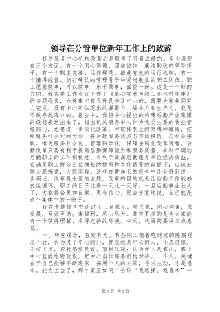 领导在分管单位新年工作上的演讲致辞