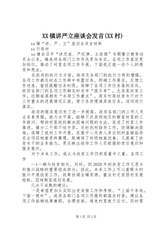 XX镇讲严立座谈会发言稿(XX村)