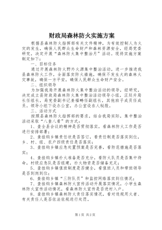 财政局森林防火实施方案