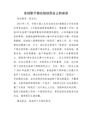 在挂职干部总结动员会上的讲话 (1)